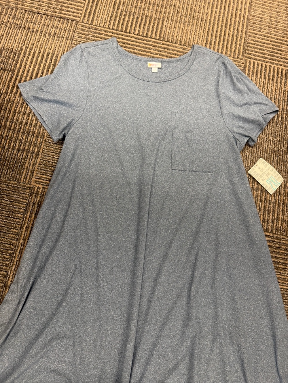 NWT LuLaRoe Carly High Low Dress in Slate Heather Blue Sz 2XL